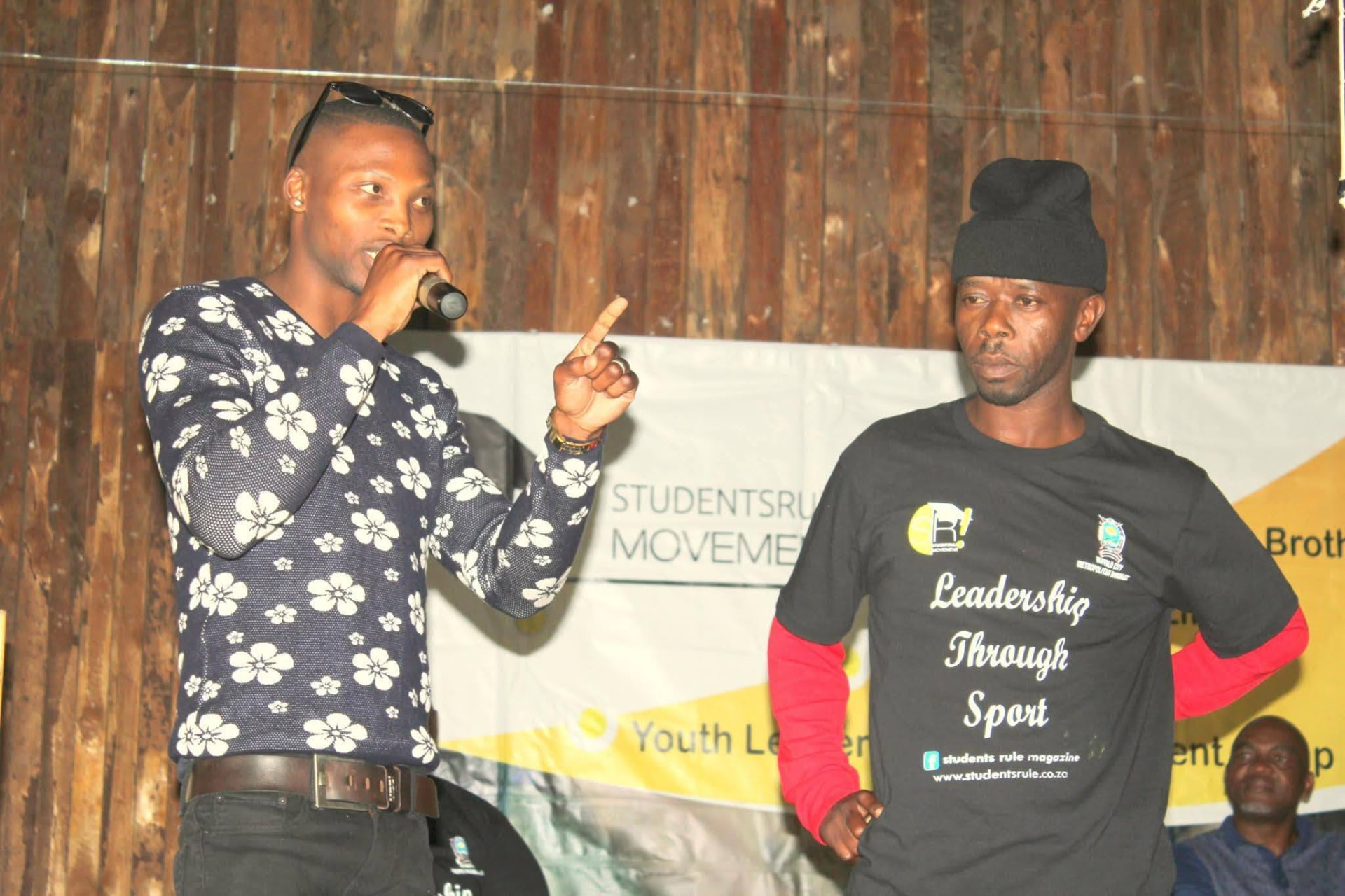 Zolani Tete speaking at a Students Rule Movement youth leadership event