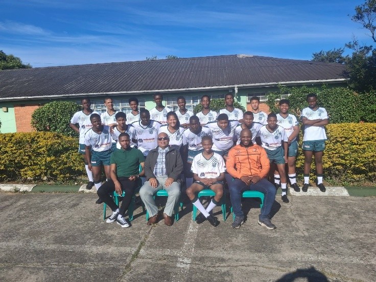 Olutsha Rugby Academy squad gathered together in kit